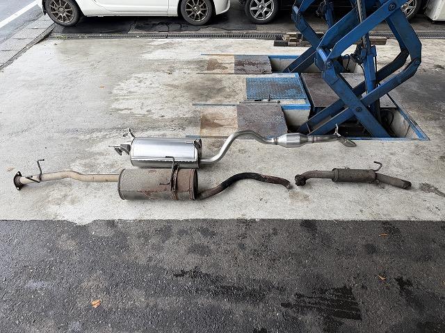 滋賀オートライフハノ　トヨタ「ハイエース」(100系)のマフラー製作（200系マフラー流用）