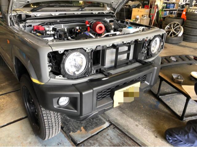 ジムニー　JB64　IPF製フォグランプ＆フォグランプステー　取り付け