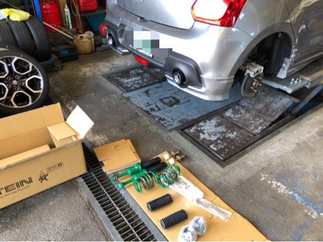 スイフトスポーツ　TEIN車高調取り付け　アライメント　タイヤ交換