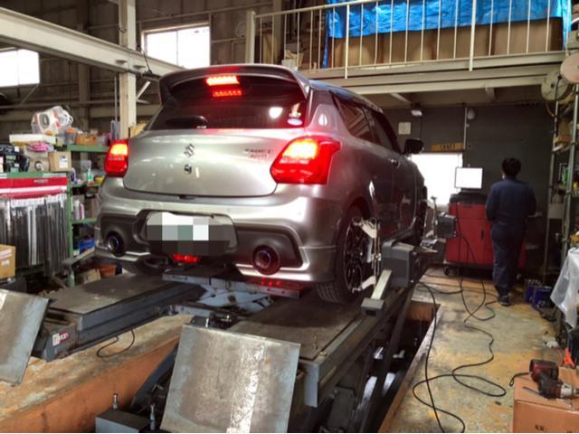 スイフトスポーツ　TEIN車高調取り付け　アライメント　タイヤ交換