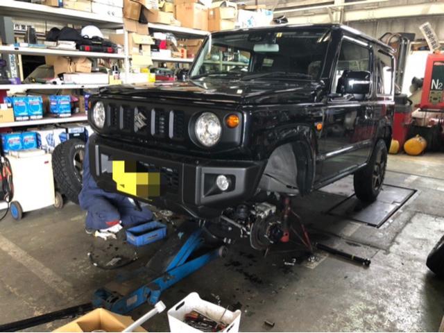 ジムニー　JB64W　ジャオスリフトアップキット取り付け　滋賀県　甲賀市　水口町　取り付け