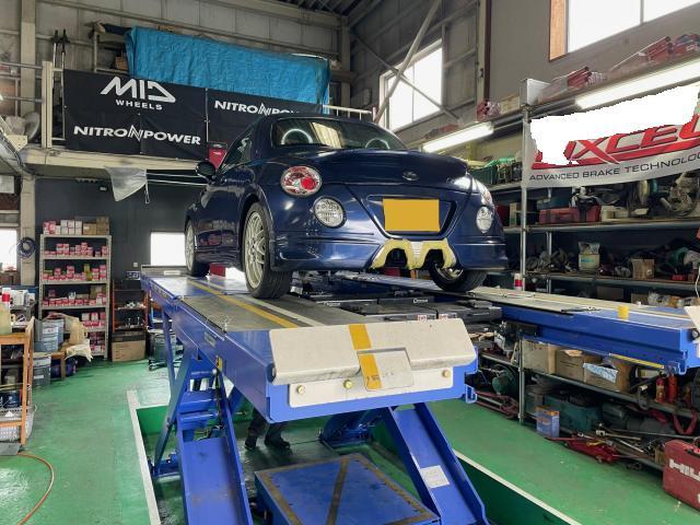 ダイハツ　コペン　L880K　持ち込みマフラー取付　吸排気系パーツ取付　滋賀県　甲賀市　水口町　オートクラフト