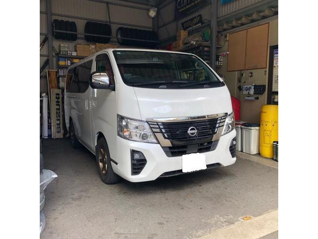 【日産E26キャラバン】アルパイン12インチフリップダウンモニター＆メティオスピーカー取付！