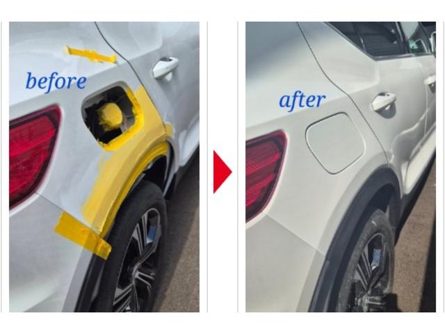 ボルボ　ＸＣ４０　輸入車のバンパー・後ろタイヤ上（クォーター）　キズ・へこみ直し　宝塚市