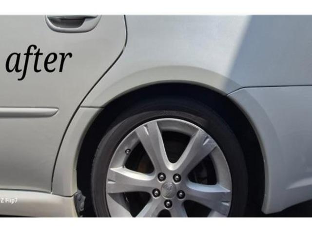 スバル　レガシィ　後ろタイヤ上（クォーター）キズ・へこみ直し　宝塚市カーコンビニ倶楽部