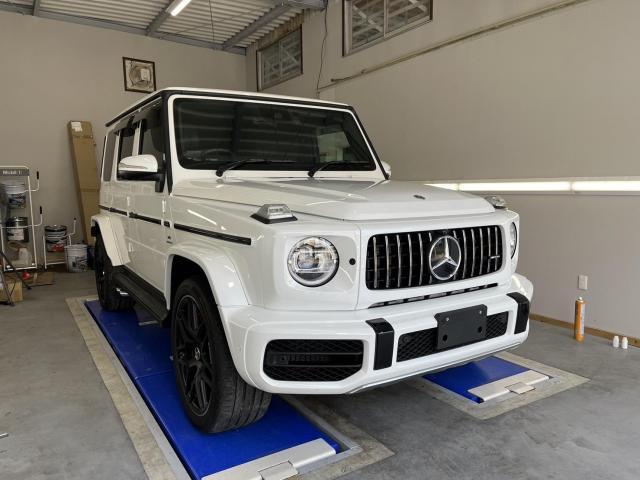 メルセデス・ベンツ　G63　AMG　Gクラス　バンパーロアグリル交換　前後ドライブレコーダー機能付き純正デジタルインナーミラー取り付け　株式会社ワイズ 無料代車　当日車検OK　岸和田　和泉　泉佐野　堺　貝塚　忠岡　高石　熊取