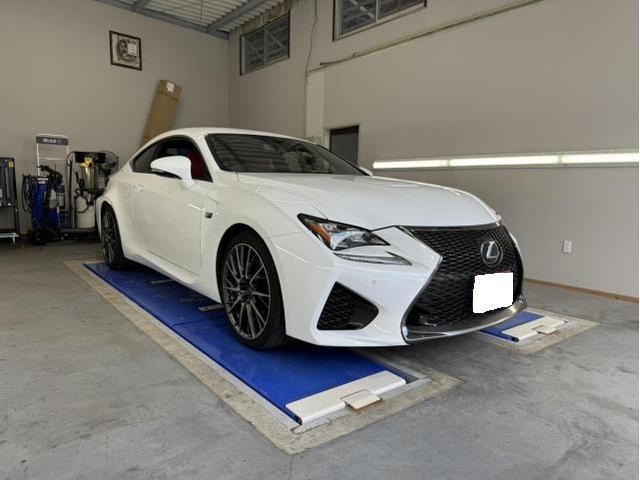 LEXUS　RC F　車検前整備　ご成約車両　エンジンオイル交換　エアエレメント交換　バッテリー交換　ブレーキフルード交換　株式会社ワイズ 無料代車　当日車検OK　岸和田　和泉　泉佐野　堺　貝塚　忠岡　高石　熊取