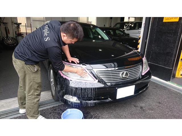 トリプルエス　京都　外車、輸入車修理　レクサス　LS460　ボディ磨き　ハンドルセンター調整