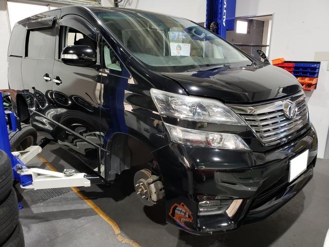トリプルエス　京都　外車、輸入車修理　トヨタ　20ヴェルファイア　スタビライザーリンク、ブレーキパッド交換