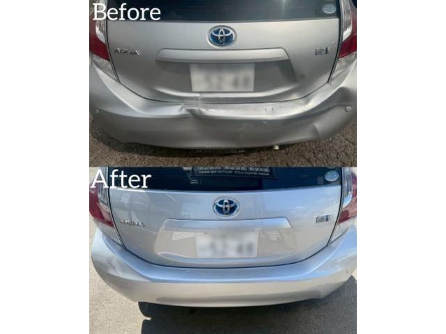 トヨタ アクア キズ・へこみ直し 事故 交換 鈑金塗装 保険 整備 点検 車検 河内長野 狭山 富田林 南大阪 自社整備工場 Nプロジェクト