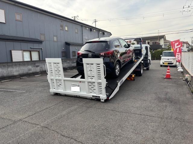マツダ　デミオ　レッカー　交通事故レッカー　ロードサービス　#proudcorporation株式会社 #自動車工房proud #近畿運輸局認証工場 #車検 #整備 #新車販売 #中古車販売 #レッカー#大阪レッカー#ロードサービス