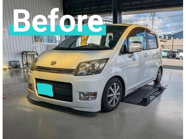 ダイハツ/ムーヴ　【車高調作業(足回り作業)】　北九州市八幡西区、八幡東区、小倉南区、小倉北区、戸畑区、若松区、門司区・中間市・直方市・鞍手町・宮若市・遠賀町・水巻町・飯塚市・宗像市・田川市、他地域のお客様も大歓迎です！
