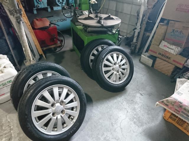 ミラ カスタム L275S タイヤ交換 155/65R14 バランス調整 組換え 糟屋郡篠栗町 糟屋郡