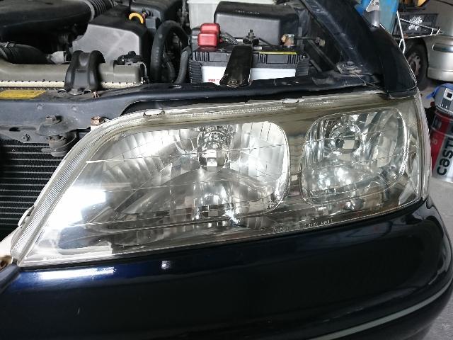 マークⅡ GX100 エンジンオイル交換 エレメント交換 ヘッドライト磨き 黄ばみ くすみ 曇り 糟屋郡 篠栗町 福岡市 飯塚