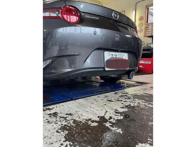 マツダ　ロードスターＲＦ　HKSマフラー取付　大分市　別府市　由布市　竹田市　豊後大野市　臼杵市　日出町　津久見市　佐伯市　杵築市　国東市　のお客様も大歓迎です！