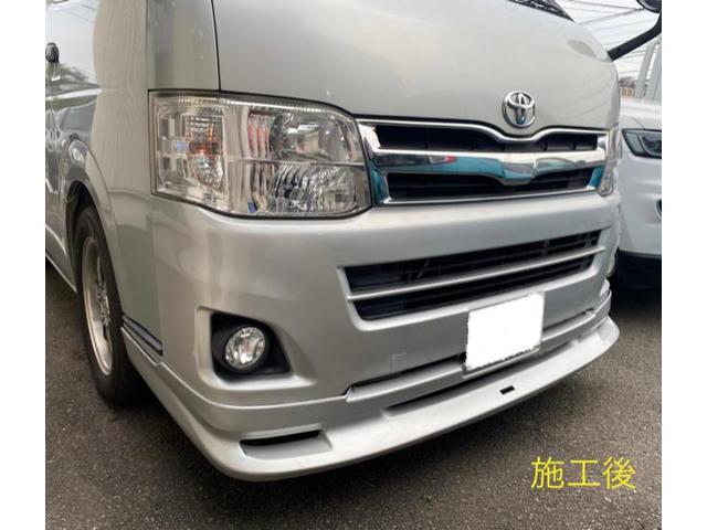 ハイエースバン　フロントバンパー補修塗装　輸入車OK   小さな擦り傷から大きなへこみ傷、全体の塗装直しまで　外装直しもオートアローズにお任せください！