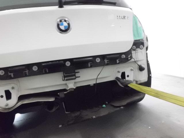 BMW　1シリーズ　116i　リアバンパー事故修理　鈑金　塗装　事故修理　キズへこみ直し　保険修理もお任せ下さい！水巻町・中間市・遠賀町・北九州市八幡東区、八幡西区、若松区、戸畑区、小倉南区・鞍手町・宗像市、他地域のお客様も大歓迎です！