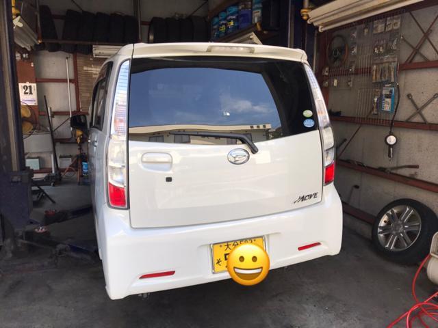 ムーヴ 車検 整備 プラグ バッテリー タイヤ オイル マフラー カーアクト大分 大分市 修理 交換 持込 取付 廃車 買取 ドライブレコーダー フロントガラス アライメント ナビ タント コペン ハイゼット アトレー ミラ イース エッセ