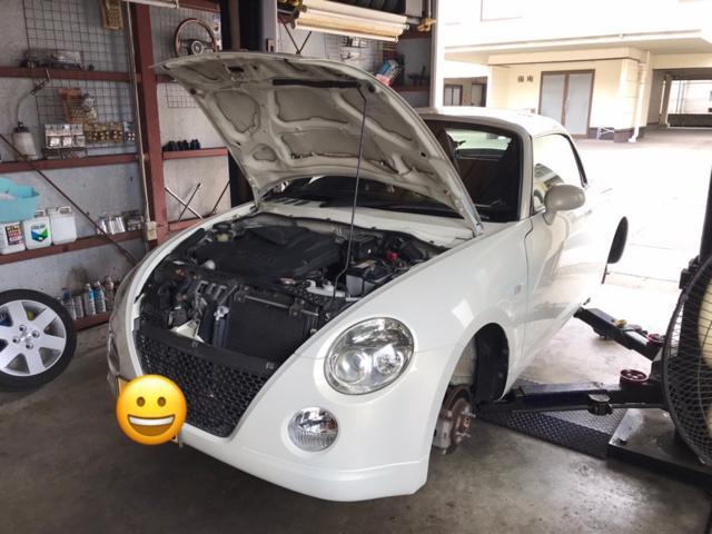 コペン　車検　整備　タイヤ　オイル　バッテリー　マフラー　持込　取付　廃車　買取　キズ　ヘコミ　エアーエレメント　ナビ　カーアクト大分　大分市　修理　交換　ドライブレコーダー　フロントガラス　アライメント　オイル漏れ