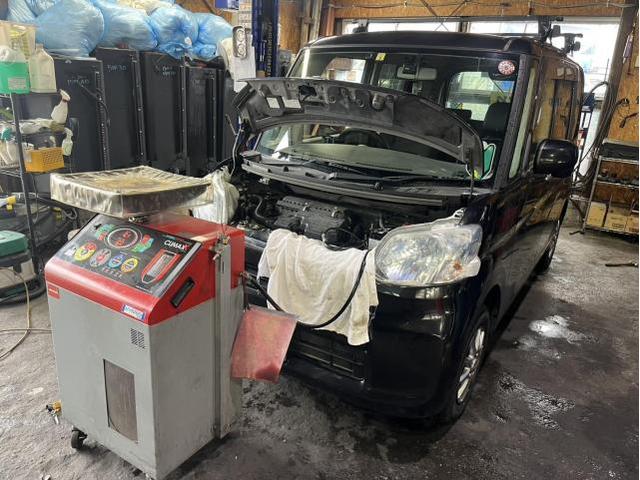ダイハツ　タント　X　車検　法定点検　分解整備　メンテナンス　バッテリー　CVTオイル　エアーエレメント　エアコンフィルター　タイヤ　交換　バランス調整　佐賀県三養基郡みやき町　みやき