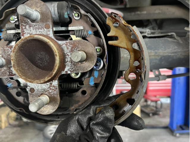 ダイハツ　タント　カスタムＲＳ　車検　法定点検　分解整備　メンテナンス　ステアリングラックブーツ　スタビライザリンクロッド　ブレーキシュー　エアコンフィルター　エアエレメント　交換　佐賀県　三養基郡　みやき町　みやき　