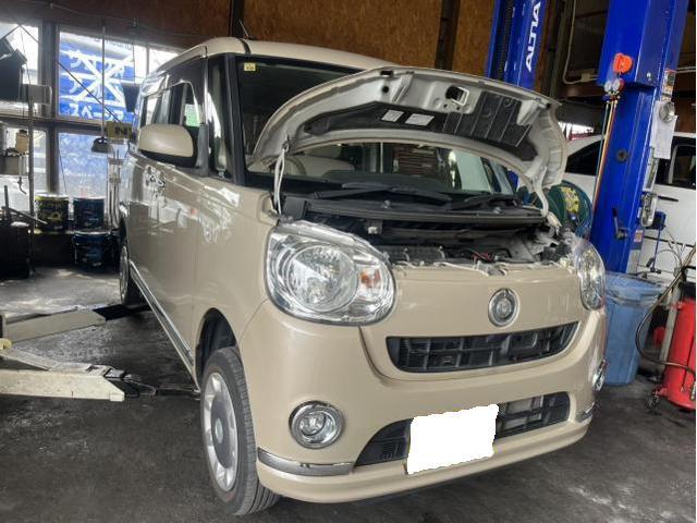 ダイハツ　ムーヴキャンバス　XリミテッドメイクアップSAⅡ　車検　法定点検　分解整備　メンテナンス　エンジンオイル　オイルエレメント　ブレーキフルード　交換　佐賀県　三養基郡　みやき町　みやき