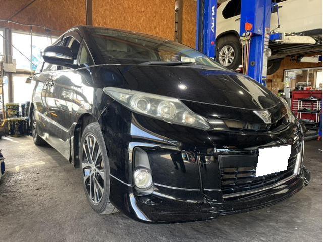 トヨタ　エスティマ　アエラス　車検　法定点検　分解整備　メンテナンス　エンジンオイル　オイルエレメント　オルタネーターベルト　交換　佐賀県　三養基郡　みやき町　みやき