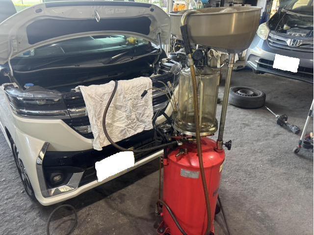 スズキ　スペーシアカスタム　ハイブリッドXS　メンテナンス・日常点検　エンジンオイル　交換　パンク修理　佐賀県　三養基郡　みやき町　みやき