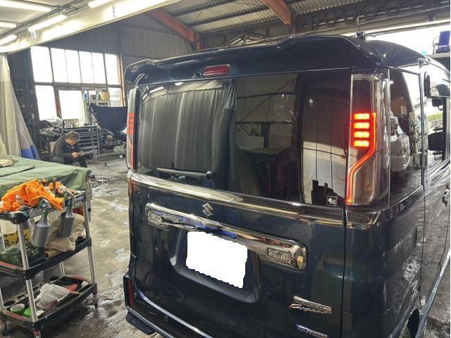 スズキ　スペーシアカスタム　カーフィルム　リアガラス全面　IR断熱　スモークフィルム　10％　施工　佐賀県　三養基郡　みやき町　みやき