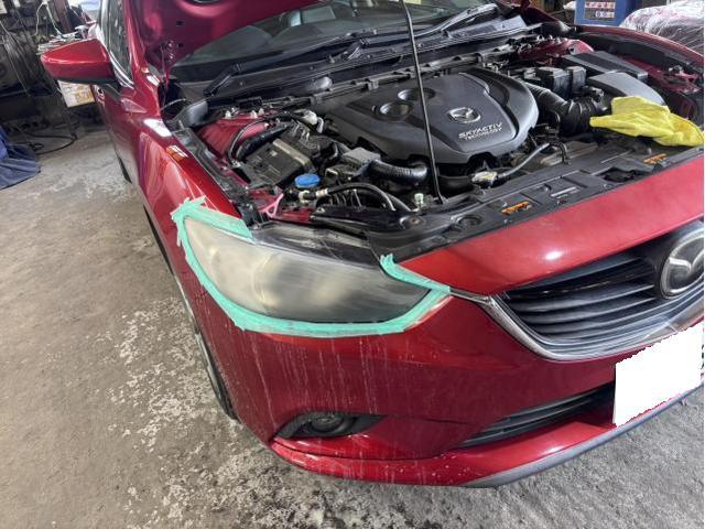 マツダ　アテンザセダン　ライト磨き　ヘッドライト　黄ばみ　研磨　佐賀県　三養基郡　みやき町　みやき