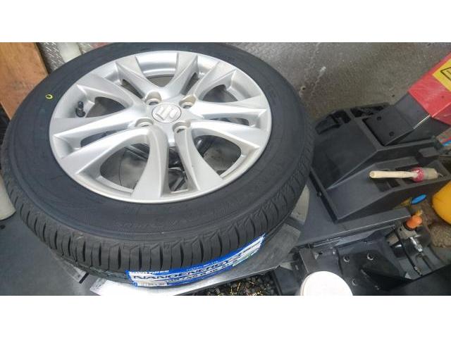 ソリオバンディット15インチ持ち込みタイヤ取り付け。修理。宮崎市清武町周辺のタイヤ交換・取付の事なら【タイヤ交換専門店】アムラスにお任せ下さい!!持ち込みタイヤ交換、タイヤ取り付け 宮崎市、清武町、田野町、高岡町、都城市・三股町・日南市・国