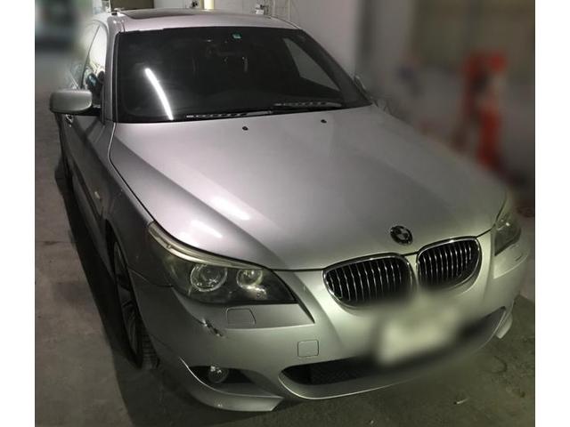 BMW5シリーズフロントバンパー修理鈑金修理鈑金塗装熊本県熊本市東区北区西区南区中央町菊陽町合志市益城町大津町 西合志菊池市新型コロナ対策 除菌エンジン オーディオ パーツ チェックランプ 警告灯 修理 異音 