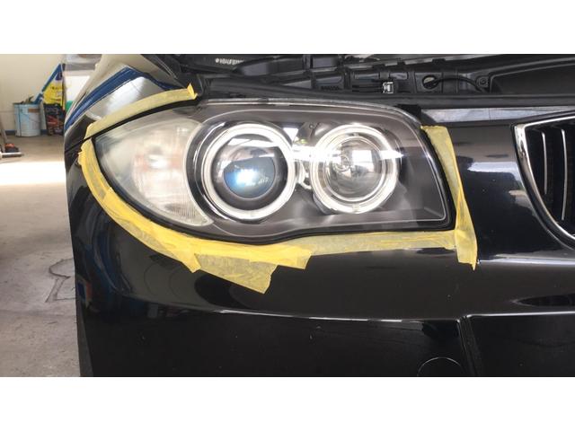 BMW 130i Mスポーツ ABSセンサー交換 社外フォグランプ持ち込みシーリング処理　ヘッドライト研磨コーティング　エンジンオイル交換　WAKO'Sパワーシールド添加
