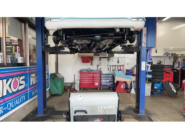 ダイハツ ムーヴ キャンバス 車検整備 ウォータポンプ ファンベルト エアコンベルト エアコンフィルター 下廻り錆止め塗装 マフラー耐熱塗装