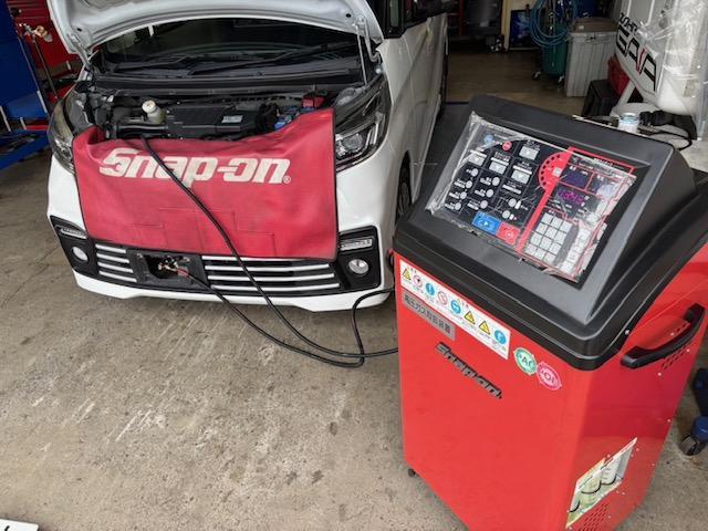 日産 デイズルークス 下廻り防錆補修 スリーラスター マフラー耐熱塗装 WAKO'S耐熱ブラック エアコンガス抜き替え スナップオン カーエアコンサービスステーション WAKO'Sパワーエアコンプラス 添加
