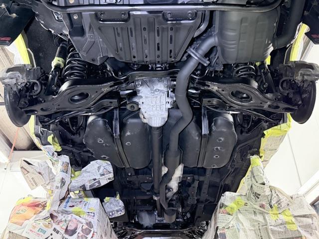 三菱 デリカD:5 車検整備 ブレーキ廻り 交換 修理 下廻り防錆補修 マフラー耐熱塗装 バッテリー交換 エアコンフィルター交換