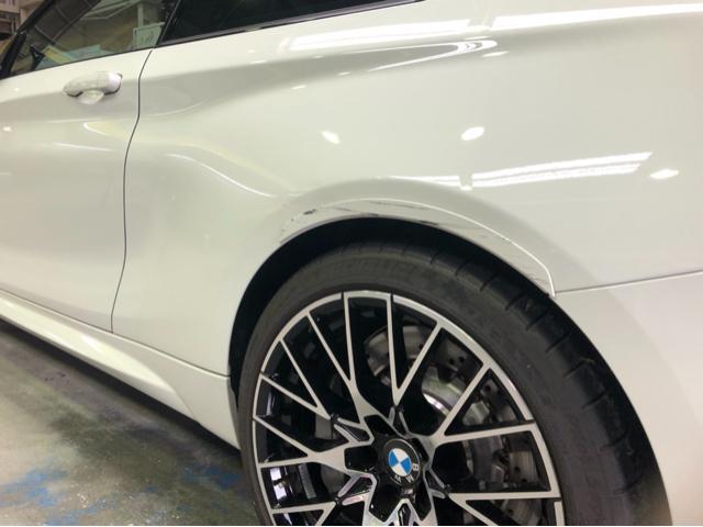 BMW M2 フロントバンパー 左クオーター 鈑金塗装 ヘコミ修理 傷修理