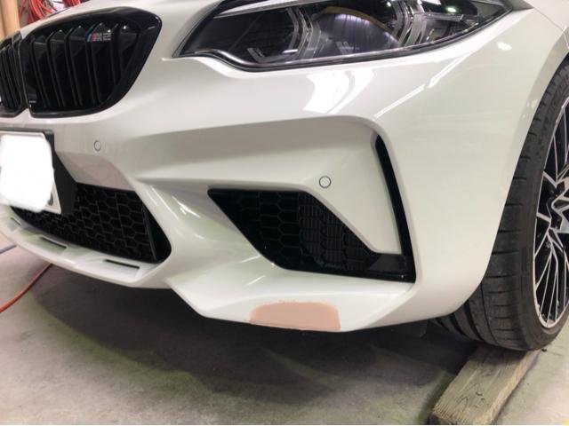 BMW M2 フロントバンパー 左クオーター 鈑金塗装 ヘコミ修理 傷修理