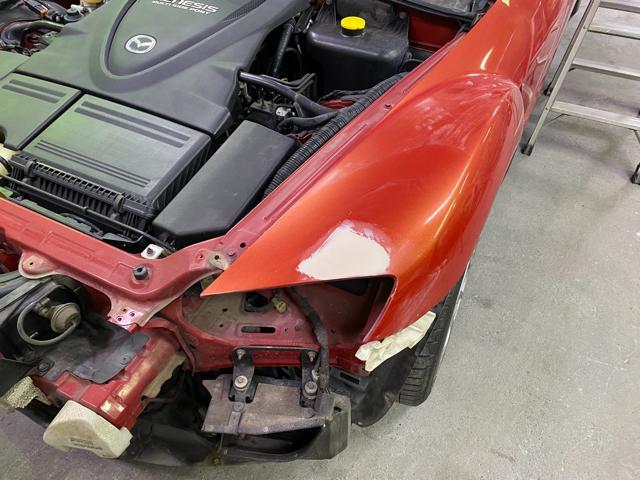 MAZDA RX-8 全塗装 オールペン 色褪せ クリア剥がれ 鈑金塗装 修理 福島県いわき市 下地編