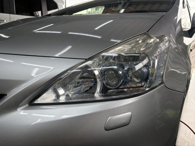 トヨタ　プリウスα　ヘッドライト磨き 研磨　コンパウンド　コーティング　劣化　黄ばみ　くすみ　クリア　クリア剝がれ　メンテナンス　視認性　光量　福島県　福島市　東北