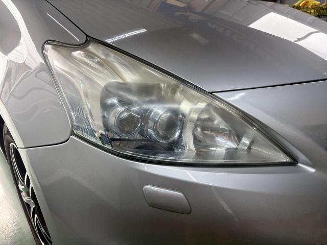 トヨタ　プリウスα　ヘッドライト磨き 研磨　コンパウンド　コーティング　劣化　黄ばみ　くすみ　クリア　クリア剝がれ　メンテナンス　視認性　光量　福島県　福島市　東北