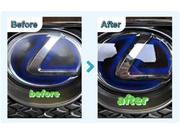 ポリカーボネート素材などのエンブレムなども端部まで綺麗に仕上げる事ができます！