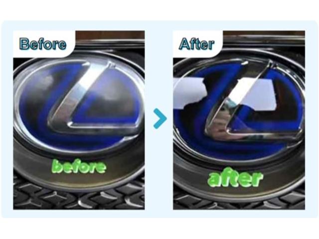 ポリカーボネート素材などのエンブレムなども端部まで綺麗に仕上げる事ができます！