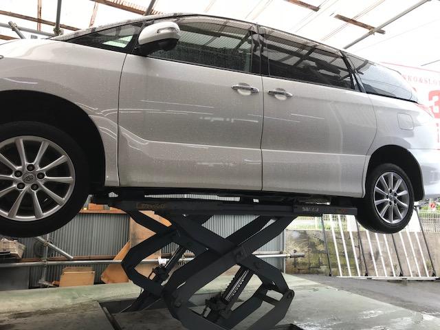 エスティマ　点検入庫【岡山市　車検　修理　鈑金　取付お任せください】