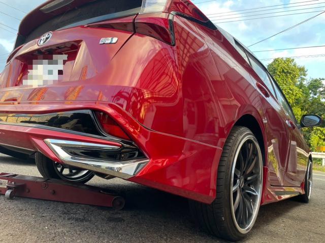 トヨタ 50系プリウス  モデリスタエアロ取付　19インチホイール交換　 ZVW51　岡山市東区