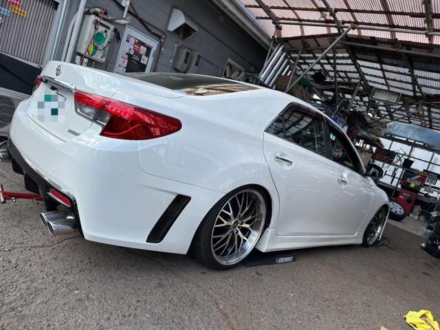 トヨタ　マークＸ　車高調整 3cmダウン、アライメント調整、光軸調整　GRX130　岡山市東区