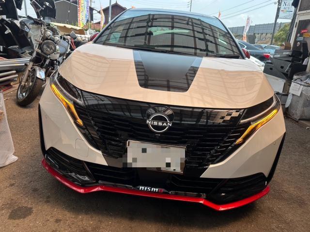 日産　オーラ　日産アリア　純正流用エンブレムイルミネーション 加工取付　FE13　岡山市東区