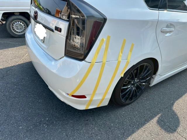 トヨタ　30プリウス 　社外リアバンパー ズレ、修理　鈑金塗装【岡山県岡山市　東区・中区・北区・赤磐市・瀬戸内市で持込でのタイヤ交換・ドライブレコーダー・ナビ等のパーツ取付・カスタムの事ならエヌアンドエスオートへお任せ】下さい！】