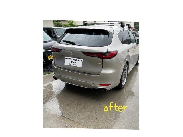 MAZDA CX-60
リアバンパー　板金塗装修理
ガーニッシュ　塗装ご依頼
【広島　安佐北区　安佐南区　安芸高田　可部　三入　亀山　緑井　八木　吉田】