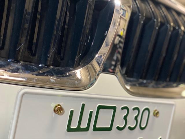 デモカーＧ２０の３シリーズ・・・ナンバー位置【山口県　周南市　タイヤ・ホイール・ナビ・ドライブレコーダー等のパーツ取付・販売をしております！愛車のカスタムや修理等も大歓迎受付中！お気軽に　エスエスクルー　へお問合わせ下さい！】